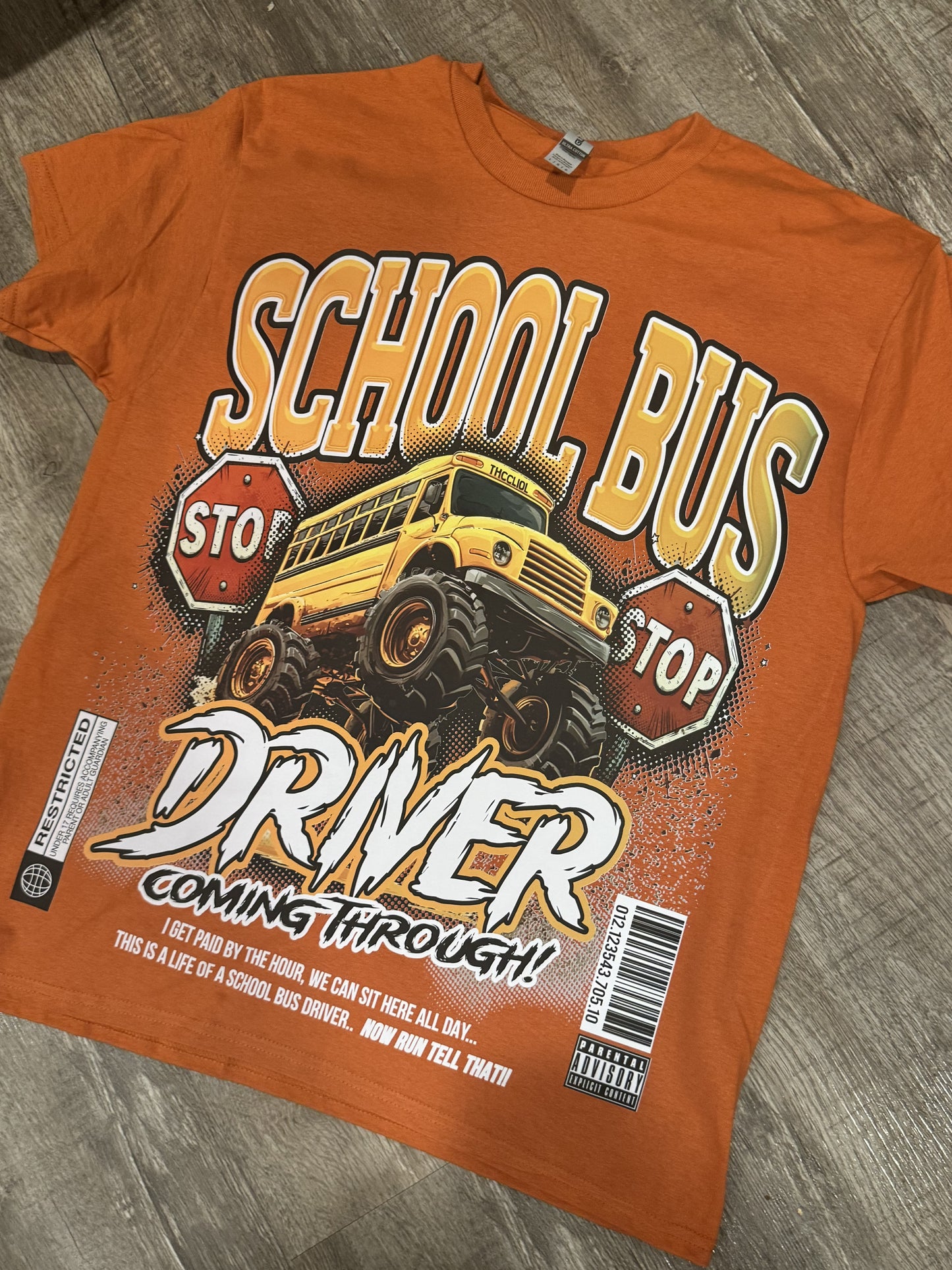 School Bus Graphic T-Shirt burnt orange